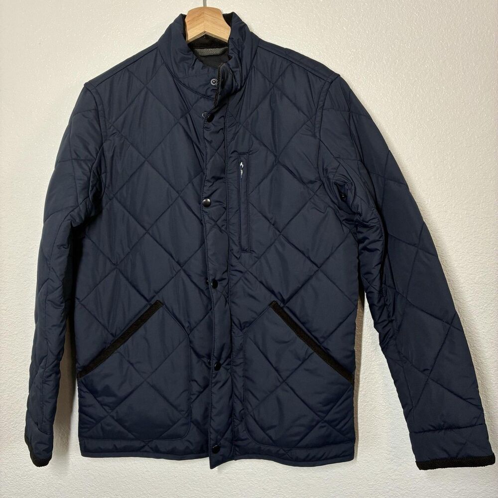 J.Crew Jacket Mens Small Navy Quilted Full Zip Stand Collar Pockets Insulated - Picture 2 of 16